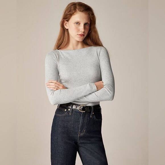 NWT J CREW Fine rib boatneck top in Ivory - Picture 3 of 7